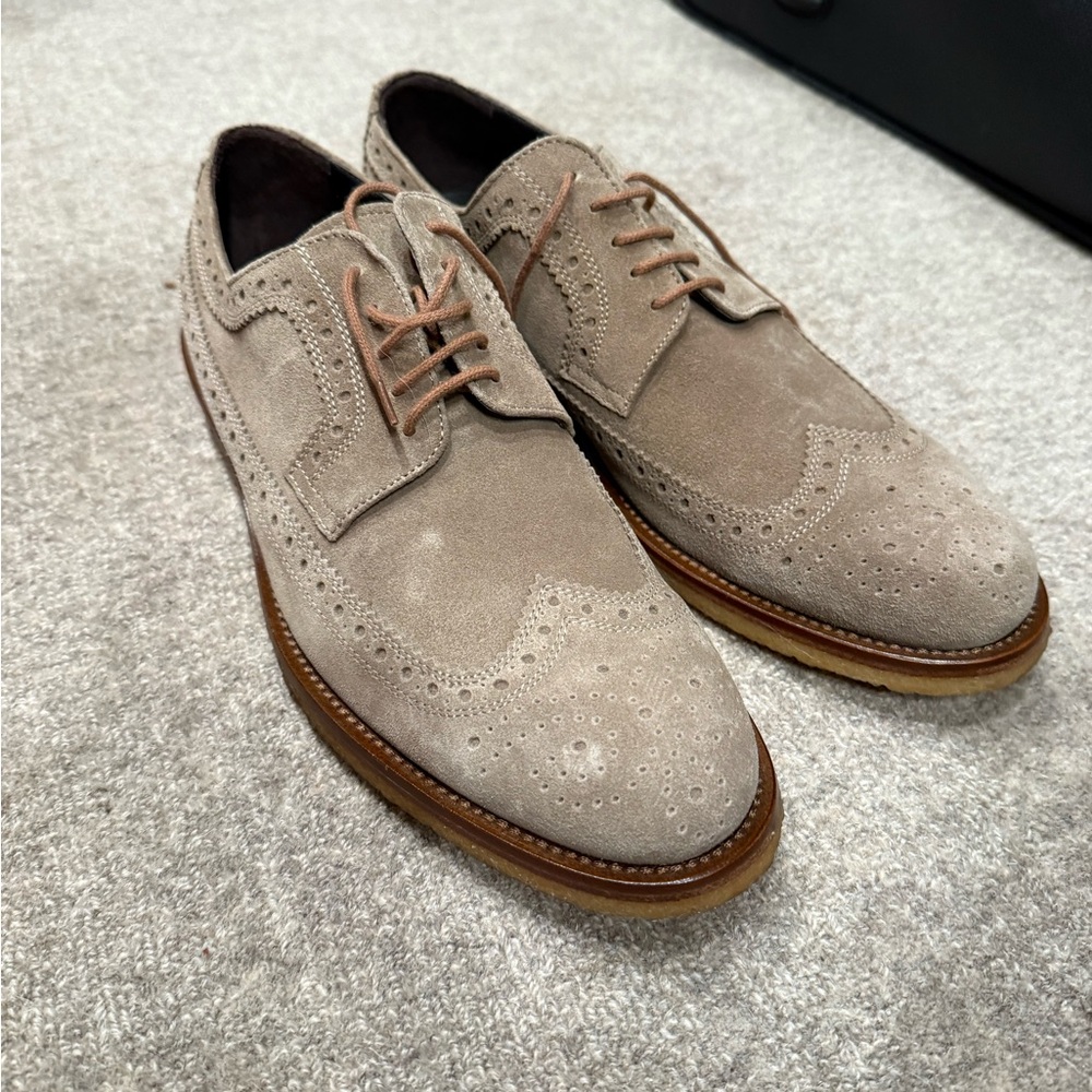 To Boot Men's Suede Brogue Oxfords - Light Gray